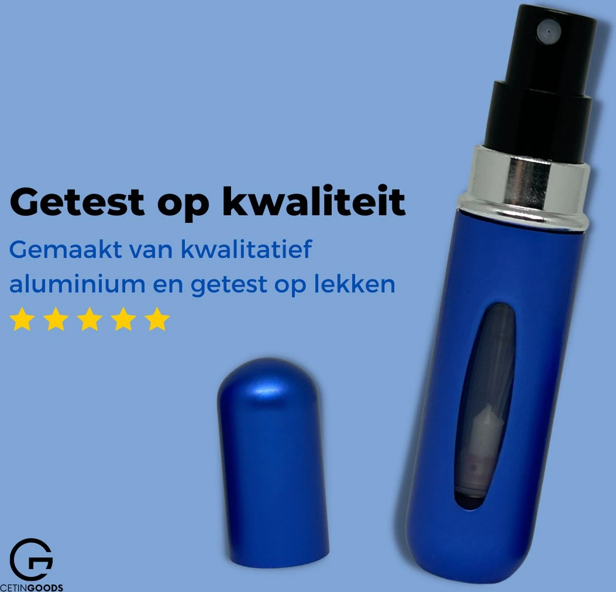 Cetins - Parfum Verstuiver Navulbaar - Mini Parfum Flesje - Reisflesje – Matt Blauw 6 Cetins - Parfum Verstuiver Navulbaar - Mini Parfum Flesje - Reisflesje – Matt Blauw - Afbeelding 4