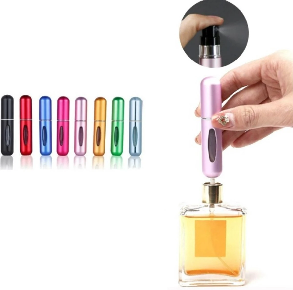 Merkloos Mini Hervulbare Parfum Fles – Spray – Draagbare Fles – Verstuiver Fles Reizen - 2pack Zwart En Roos 4 Merkloos Mini Hervulbare Parfum Fles – Spray – Draagbare Fles – Verstuiver Fles Reizen - 2pack Zwart En Roos - Afbeelding 2