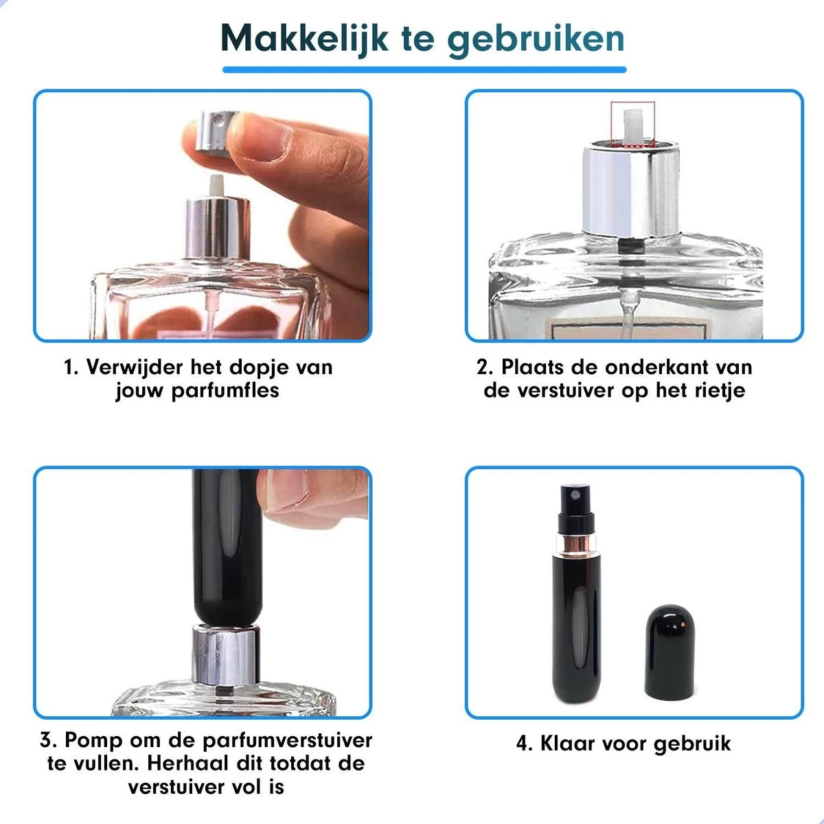 Mini Parfum Flesje | Lipstick Formaat Navulbare Parfum Verstuiver - Zwart 7 Mini Parfum Flesje | Lipstick Formaat Navulbare Parfum Verstuiver - Zwart - Afbeelding 5