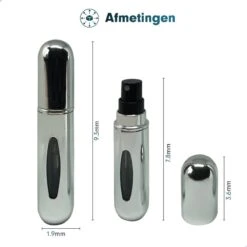 MaxedMore Navulbare Parfumverstuiver 5ml Zilver - 65 Keer Spraybare Parfum Verstuiver - Hervulbaar Tasverstuiver Voor Parfum - Meeneem Mini Geur Flesje Voor Op Reis - Lipstick Formaat Navulbaar Parfumflesje -Parfum Winkel 1200x1200 494