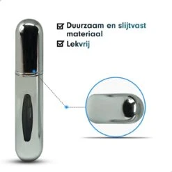 MaxedMore Navulbare Parfumverstuiver 5ml Zilver - 65 Keer Spraybare Parfum Verstuiver - Hervulbaar Tasverstuiver Voor Parfum - Meeneem Mini Geur Flesje Voor Op Reis - Lipstick Formaat Navulbaar Parfumflesje -Parfum Winkel 1200x1200 497