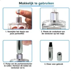 MaxedMore Navulbare Parfumverstuiver 5ml Zilver - 65 Keer Spraybare Parfum Verstuiver - Hervulbaar Tasverstuiver Voor Parfum - Meeneem Mini Geur Flesje Voor Op Reis - Lipstick Formaat Navulbaar Parfumflesje -Parfum Winkel 1200x1200 499
