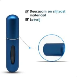 MaxedMore Navulbare Parfumverstuiver 5ml Blauw - 65 Keer Spraybare Parfum Verstuiver - Hervulbaar Tasverstuiver Voor Parfum - Meeneem Mini Geur Flesje Voor Op Reis - Lipstick Formaat Navulbaar Parfumflesje -Parfum Winkel 1200x1200 561