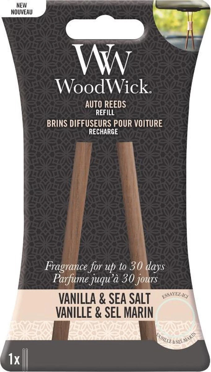 Woodwick Auto Reed Refill Vanilla & Sea Salt 2 Woodwick Auto Reed Refill Vanilla & Sea Salt